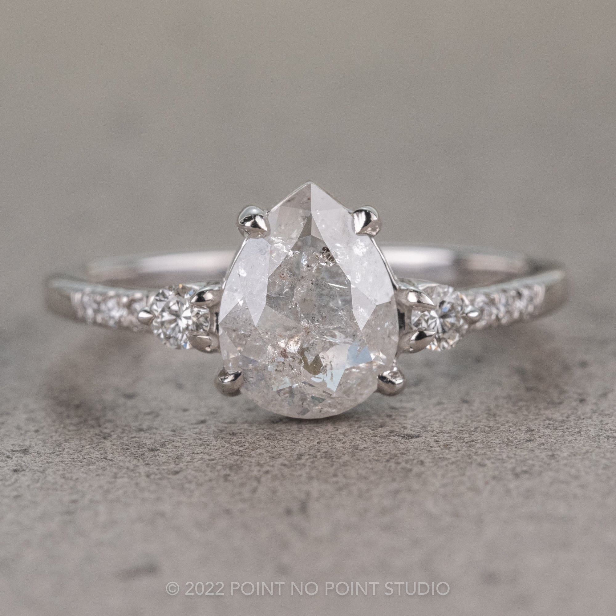 Pear Black Diamond Engagement Ring Gold Curved Diamond Wedding Band | La  More Design